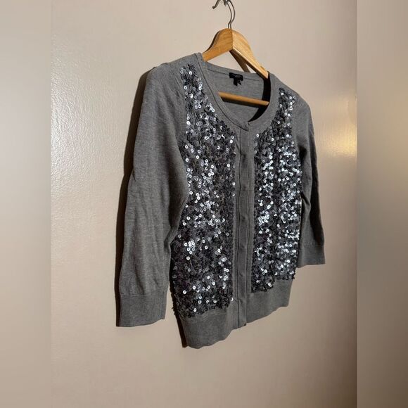 SALE! Gray Talbots Sequin Front Cardigan Size S EUC - Picture 4 of 6